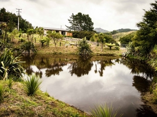 The view of the pond and cottage from the Wedding Venue